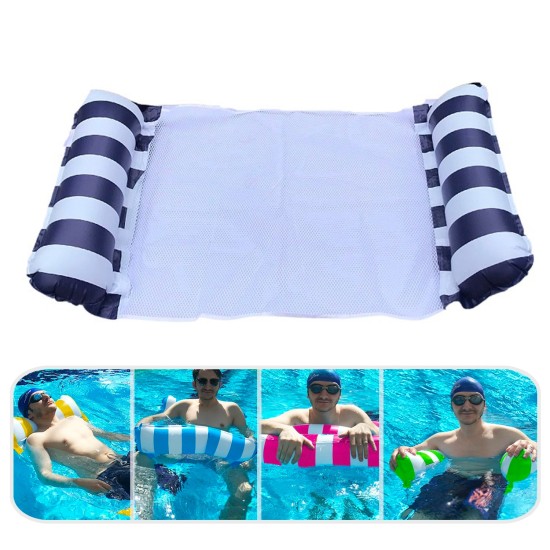 3 Pack Premium Inflatable Aqua Portable Summer Water Hammock Bed, Chair, Lounger Float for Adults, 3 x Navy