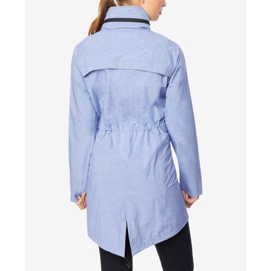 Hooded Cinched-Waist Anorak Raincoat (Blue Pearl, 2XL)
