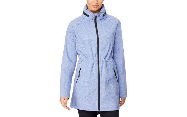  Hooded Cinched-Waist Anorak Raincoat (Blue Pearl, 2XL)