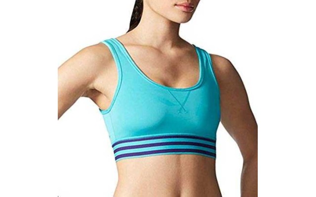  Women’s Performance Adigirl 3 Stripe Bralette (Blue, Large)