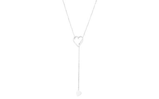  Heart Slide Through Lariat Necklaces, Gray