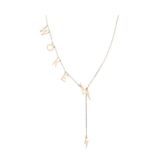  “WOKE” Slide Through Lariat Necklace (Gold)