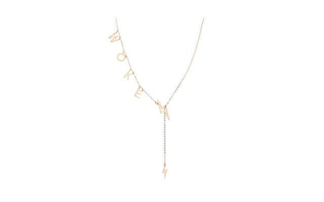  “WOKE” Slide Through Lariat Necklace (Gold)