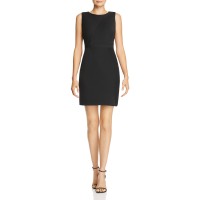 Adrianna Papell Daphne Ottoman Sleeveless Sheath Dress with Jewel Neckline (Black, 4)