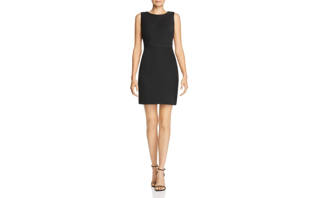  Daphne Ottoman Sleeveless Sheath Dress with Jewel Neckline (Black, 4)