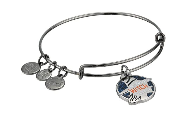 Color Infusion Resting Witch Face Bangle Bracelet (Midnight Silver)
