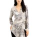  Animal-Print Surplice Blouse (Beige), Beige, 2X-Large