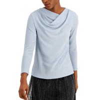 Alfani Asymmetrical Cowlneck Top (Blue, X-Large)