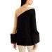  Colorblocked Sweater With Faux-Fur Cuffs, Beige/Black, Large