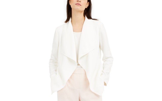  Draped Jacquard Jacket (White, Large)