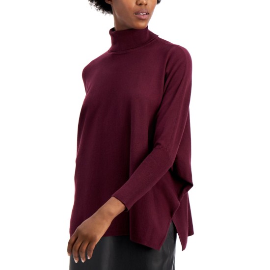  Drop-Shoulder Turtleneck Sweater, Berry Jam, Medium