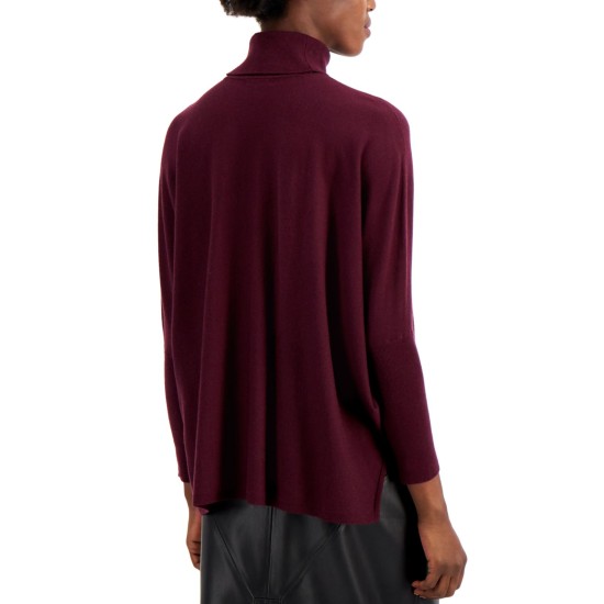  Drop-Shoulder Turtleneck Sweater, Berry Jam, Medium