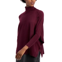 Alfani Drop-Shoulder Turtleneck Sweater, Berry Jam, X-Small