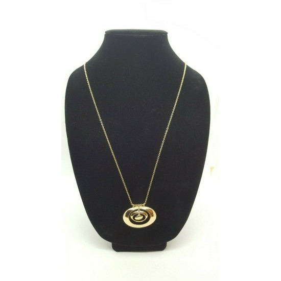  Gold-Tone Circle Pendant Necklace 32 Inch Chain