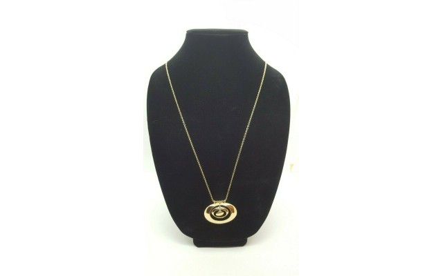  Gold-Tone Circle Pendant Necklace 32 Inch Chain