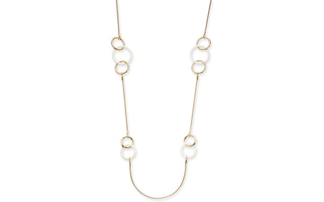 Gold-Tone Colorblok Multi-Ring Long Statement Necklace (42+2)