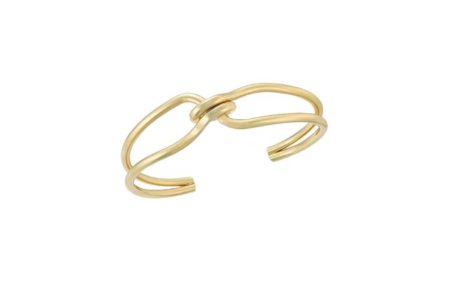  Gold-tone Intertwined Knot Cuff Bracelet (Yellow)