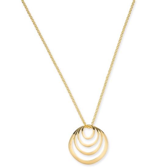  Gold-Tone Layered Open-Circle Pendant Necklace, 36″ + 2″ Extender