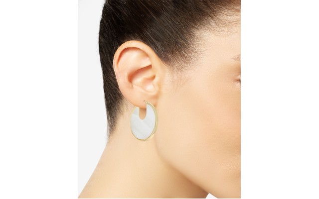  Gold-Tone Stone Hoop Earrings
