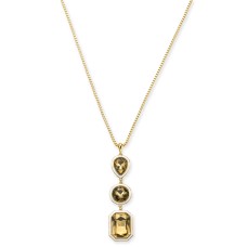 Alfani Gold-Tone Triple Crystal Pendant Necklace, 34″ + 2″ extender (Yellow)