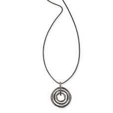 Alfani Hematite-Tone Pave Multi-Circle Pendant Necklace, 36″ + 2″ extender,Black