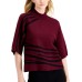  Kimono-Print Sweater, Plum Heather/Black, Medium