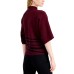  Kimono-Print Sweater, Plum Heather/Black, Medium