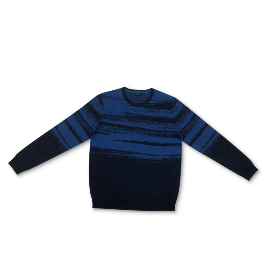  Men’s Abstract Cotton Sweater (Navy, 2XL)