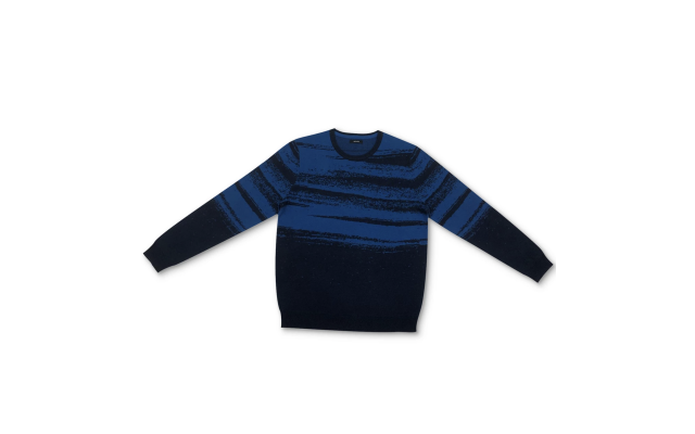  Men’s Abstract Cotton Sweater (Navy, XL)
