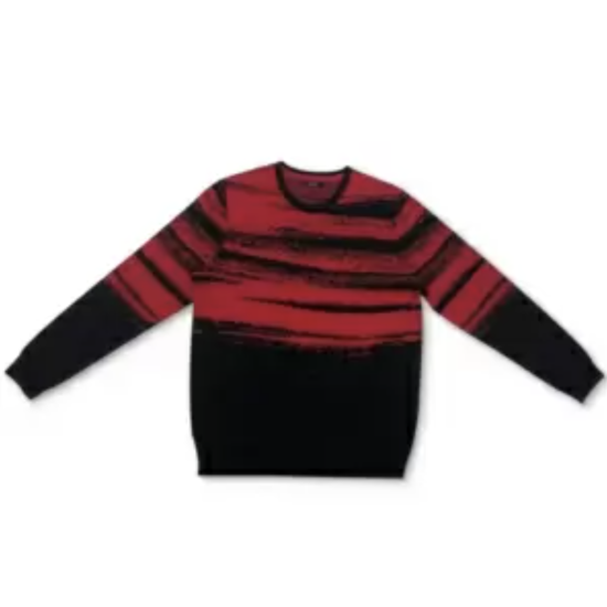  Men’s Abstract Cotton Sweater (Red, XL)