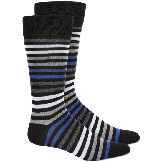  Mens Alfatech Horizontal Stripe Dress Socks, Blue & Gray, 10-13