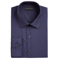 Alfani Men’s AlfaTech Slim-Fit Stretch Geo-Print Dress Shirt (Navy Red, 14-14.5/32-33