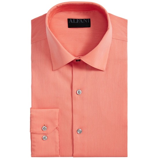  Men’s Bedford Cord Classic/Regular Fit Dress Shirts, Orange, 17-17.5 32/33 XL