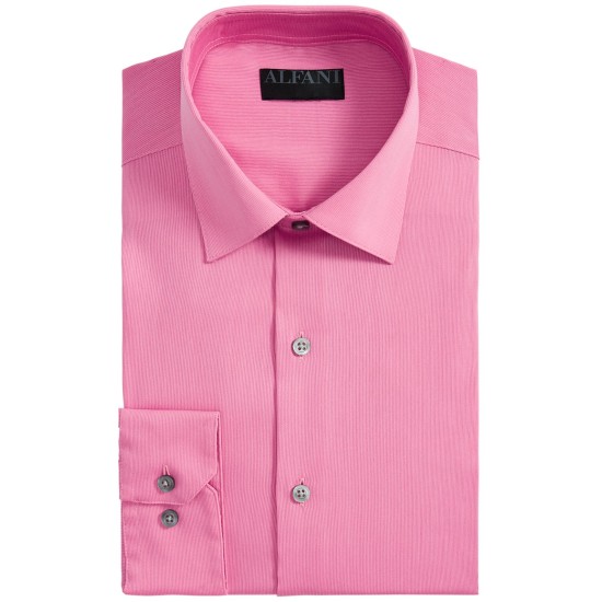  Men’s Bedford Cord Classic/Regular Fit Dress Shirts, Pink, 16 1/2 L
