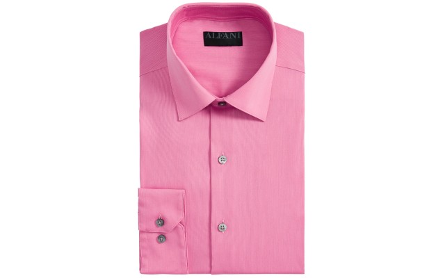  Men’s Bedford Cord Classic/Regular Fit Dress Shirts, Pink, 16 1/2 L