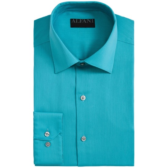  Men’s Bedford Cord Classic/Regular Fit Dress Shirts, Turquoise, 17 1/2 L