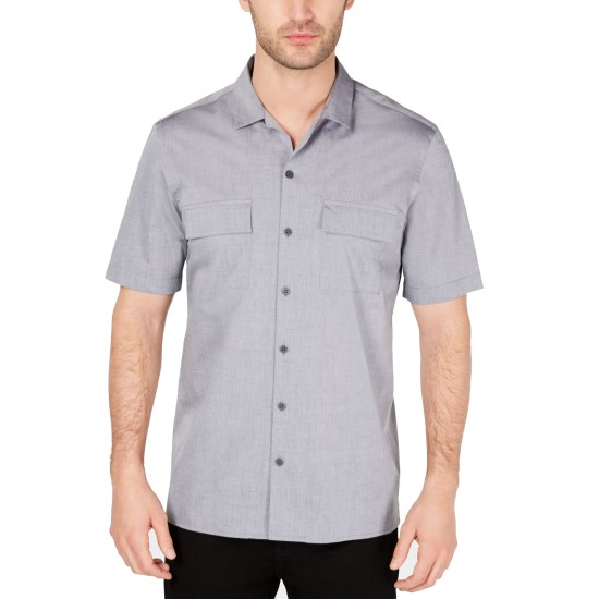  Men’s Camp Collar Shirts (Gray, XL)