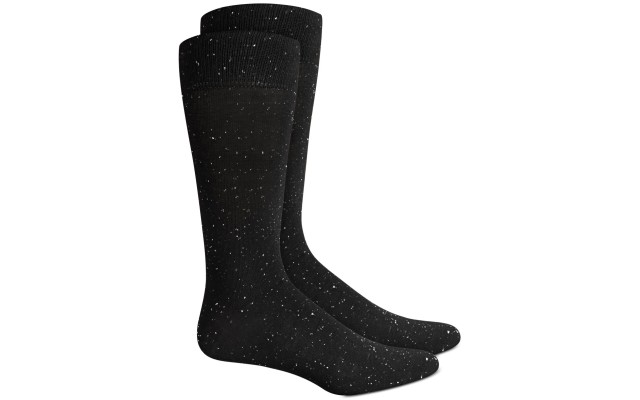  Mens Casual Speckled Crew Dress Socks, Black, 10-13