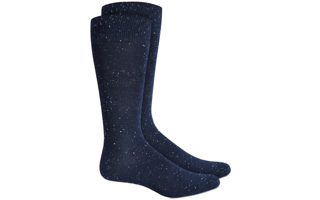  Mens Casual Speckled Crew Dress Socks, Navy, 10-13