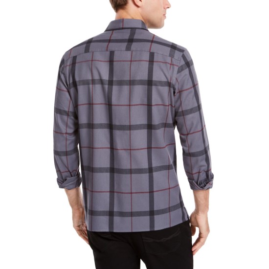  Men's Classic-Fit Brushed Plaid Shirts, Gray, 2X-Large