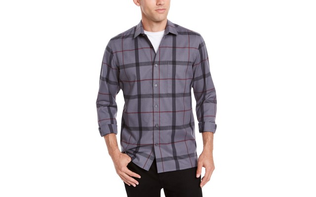  Men's Classic-Fit Brushed Plaid Shirts, Gray, 2X-Large