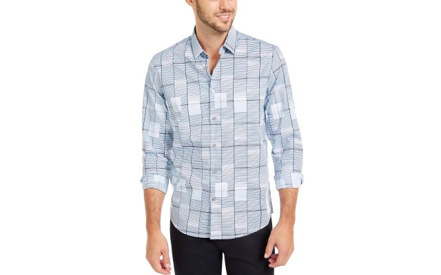  Men's Classic-Fit Geo-Print Shirts, Navy, 2X-Large