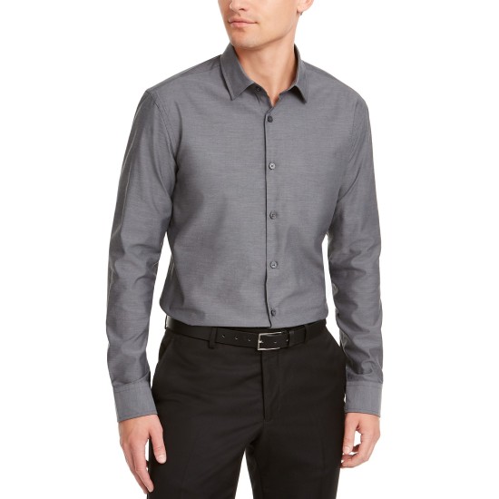  Men’s Classic-Fit Solid Shirts, Grey, 2X-Large