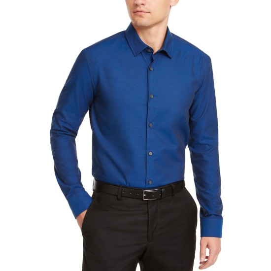  Men's Classic-Fit Solid Shirts, Hyper Blue, Small