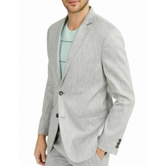  Men's Classic-Fit Stretch Solid Sport Coat, Gray, Large