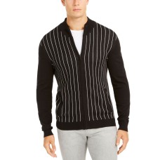 Alfani Men’s Classic-Fit Vertical Stripe Full-Zip Cardigan (Black, L)