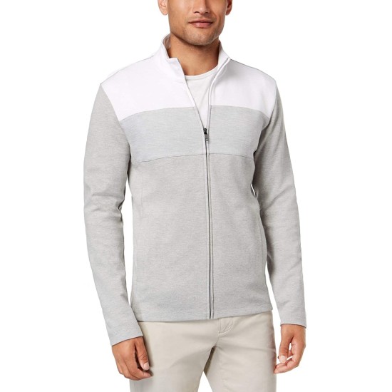  Men's Colorblocked Full-Zip Jacket, Gray, Small