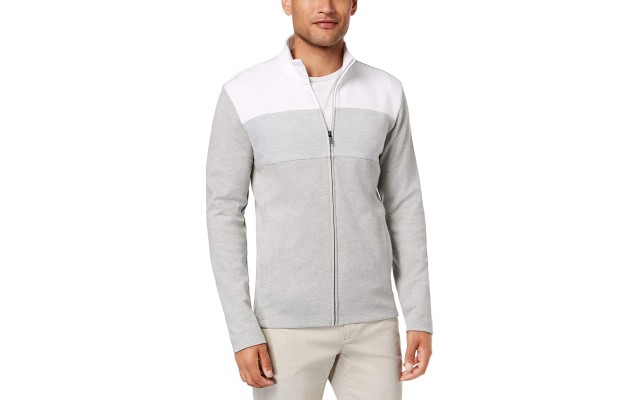  Men's Colorblocked Full-Zip Jacket, Gray, Small