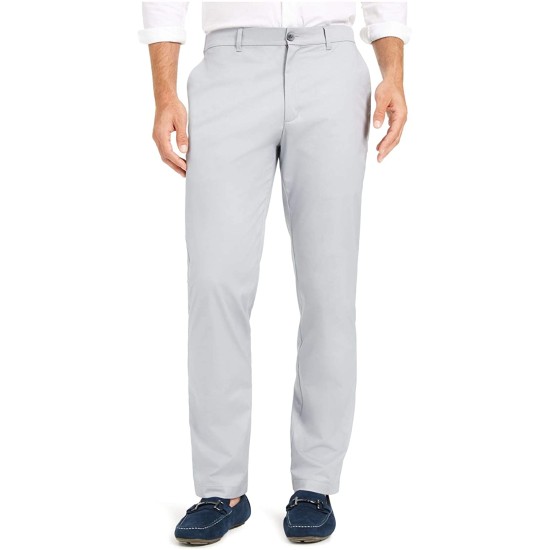  Men’s Flat Front Stretch Chinos Work Pants (White,33X30)