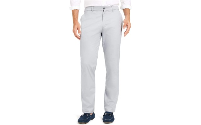  Men’s Flat Front Stretch Chinos Work Pants (White,33X30)